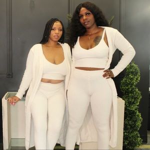 3 piece Fuzzy Set leggings Crop top cardigan jogger set